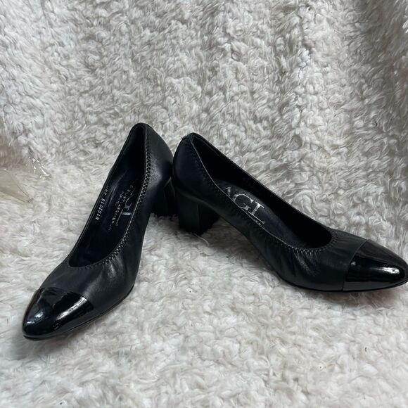 AGL Attilio Giusti Leombruni leather black Cap Toe Pump Shoes EUR SZ38.5 - Picture 7 of 14